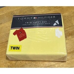 Tommy‎ Hilfiger Twin Yellow Sheet Set 100% Cotton Jersey Knit New